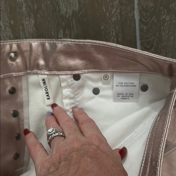 NWT GRLFRND Karolina Pink Metallic Skinny Jeans Size 27 Festival Disco Luxury - Picture 12 of 16